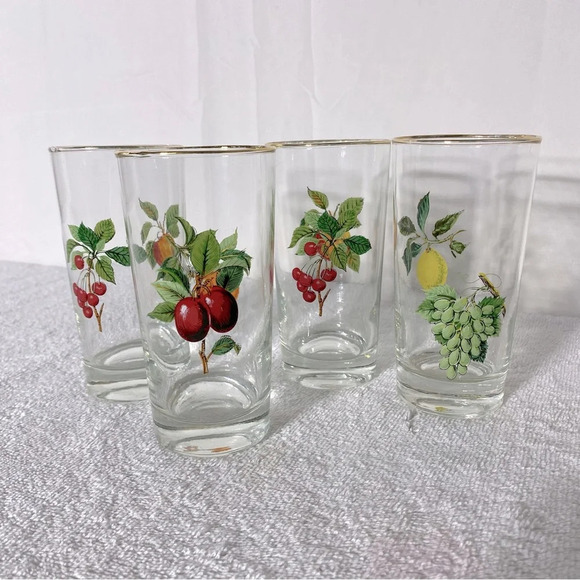 Vintage West Virginia Glass Fruit Tumblers W Gold Rim x4 - Picture 11 of 12